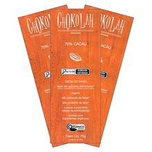 Kit 3X: Chocolate 70% Cacau Baixo em Açúcares Orgânico CHoKolaH 70g