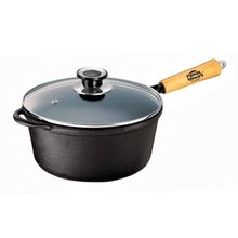 Caçarola Emily Cabo Madeira Panela Mineira Tampa Vidro 18cm