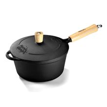 Caçarola Emily Cabo Madeira Panela Mineira Tampa Ferro 24cm