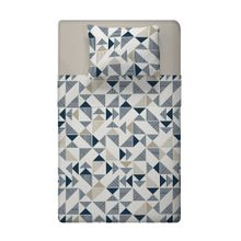 Jogo Cama Solteiro 3pc Algodão 150 Fios Geo Azul  Estamparia