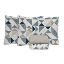 Jogo Cama King 4 Peças Algodão 150 Fios Geo Azul Estamparia