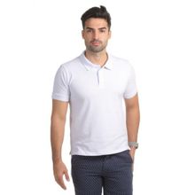 Camiseta Masculina Gola Polo Branca Piquet Com Elastano Básica Lisa