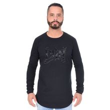 Camiseta Masculina Dgn Swag Manga Longa C/ Punho Strass
