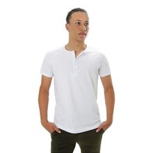 Camiseta Masculina Ixória Branca Básica Henley Botões