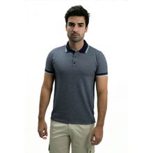 Camiseta Masculina Gola Polo Ixória Azul Xadrex Mini Piquet