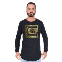 Camiseta Masculina Dgn Swag Longline Manga Longa Com Punho