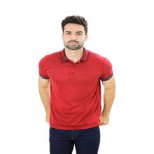 Camiseta Masculina Gola Polo Prime De Viscose Vermelho E Marinho
