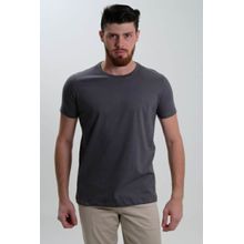 Camiseta Masculina Gola Redonda Básica Lisa Cinza Grafite Algodão