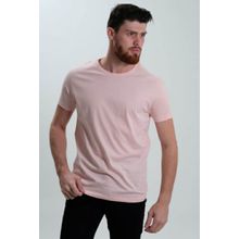 Camiseta Masculina Gola Redonda Básica  Rosa Claro Algodão