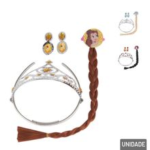 KIT Princesas Coroa Brincos Presilha com Trança - Tudo em Caixa