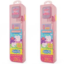 2 KIT PREMIUM ROSA - PEPPA PIG - ESCOVA + FIO DENTAL + GEL