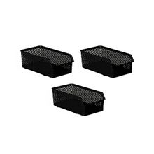 Cesta Empilhavel Organizador Multiuso Preto Cesto 3un