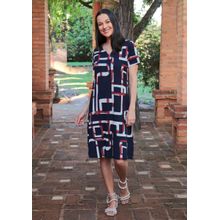 Vestido Pau a Pique Estampado Azul Marinho MARINHO - M