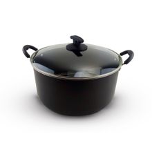 Caçarola Dona Chefa Liga Alumínio Baquelite Antiaderente 26cm com Tampa de Vidro Temperado