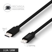 Cabo Lightning PD Preto Turbo 1m Flexível Compatível Garantia Econômico