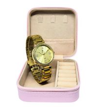 Relógio Tuguir Feminino Ref: Tg30387 Dourado Estojo Porta Jóias