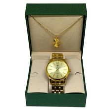 Relógio Tuguir Feminino Ref: Tg35054 Casual Dourado + Semijoia