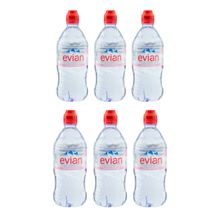 ÁGUA MINERAL EVIAN SEM GÁS SQUEEZE PET PACK C/6UNID 750ML