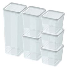 Pote Quadrado Modular Para Cozinha Conjunto C/ 6 Organizador de Alimentos Empilhável
