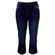 Calça Pau a Pique Jeans Capri Básica Azul Escuro