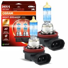 Par Lâmpada Halógena Osram Night Breaker +220% Luz H11 55W 12V
