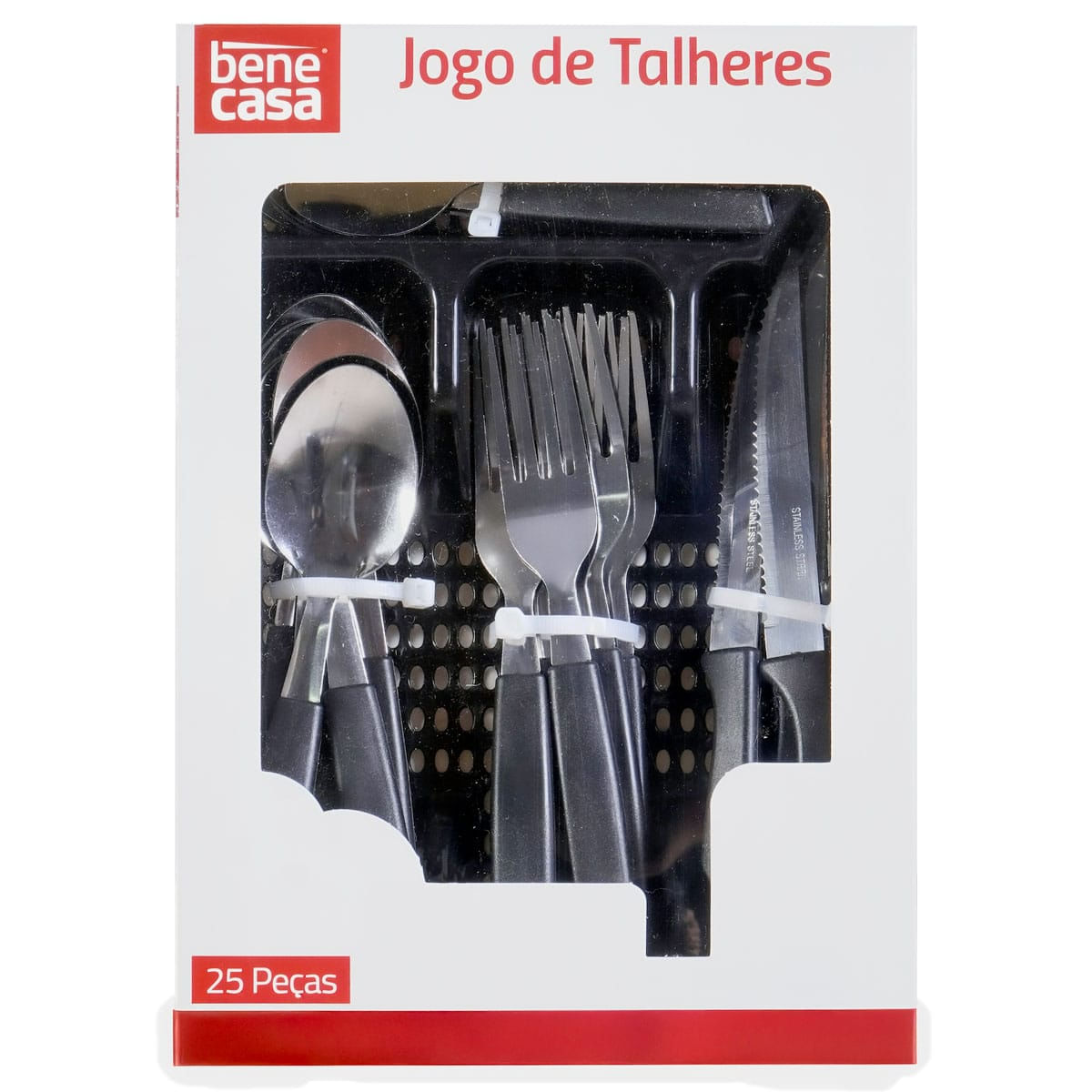 Jogo de Talheres Bene Casa 25 Peças – Cores Sortidas com Cabos Plástico e Pontas Inox