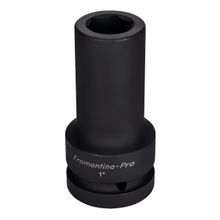 Soquete De Impacto Sextavado Longo Em Aço Cromo Molibdênio 15/16 - Encaixe 1'' Tramontina Pro Tramontina