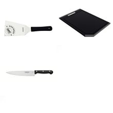 Kit para Chef Iniciante com Faca Profissional Espátula Tábua de Corte Frigideira 24cm antiaderente