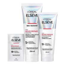 Kit L'Oréal Paris Elseve Bond Repair Shampoo 250ml + Condicionador 200ml + Sachê 7ml