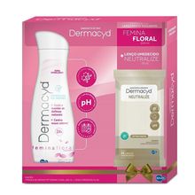 Kit Sabonete Íntimo Dermacyd Femina Floral 200ml + Lenço Umedecido Neutralize