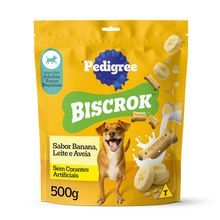 Biscoito Pedigree Biscrok Adulto Raça Pequena Sabor Banana, Leite e Aveia 500g