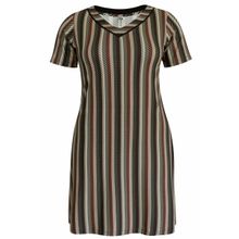 Vestido Pau a Pique Listrado Marrom