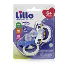 Kit Chupetas Dia e Noite Lillo Ort Silicone Menino + 6 Meses 2 Unidades