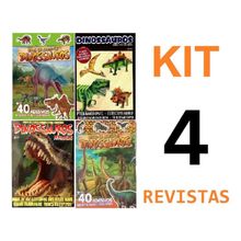 4 Revistas De Adesivos Dinossauros Colorir Montar