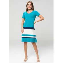 Vestido Pau a Pique Listrado Azul e Off White