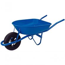 Carrinho De Mão Tramontina Caçamba Rasa Em Plástico Azul 50 Litros Braços Em Aço