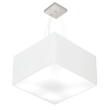 Lustre Pendente Quadrado Md-4075 Cúpula Em Tecido 30/50x50cm Branco - Bivolt