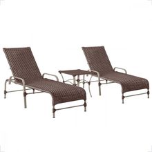 2 Espreguiçadeira Catar E 1 Mesa Garden Cor Fendi Marrom