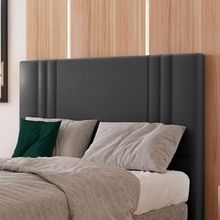 Cabeceira Estofada Solteiro 90 Cm Diamante Corino Preto