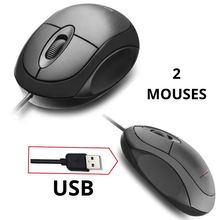 Kit com 2 Mouses USB com Fio Ergonômico para PC e Notebook - Durável e Preciso
