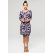 Vestido 3/4 Pau a Pique Estampado Azul Marinhho