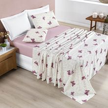 Jogo Cama Lençol Celi Queen Micropercal Estampado 200 Fios 4 Peças Borboletas Rosê