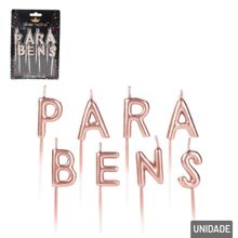 Vela Aniversário 8 Peças Parabéns Rose - Tudo em Caixa