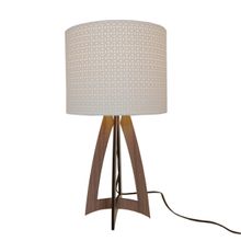 Abajur De Mesa Base Marrom e Cúpula Renda Bege Bivolt