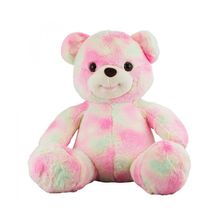 Urso Pelúcia Colorido Rosa e Verde Sentado 20cm