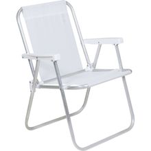 Cadeira de Praia Alta Lazy em Alumínio Branca Bel