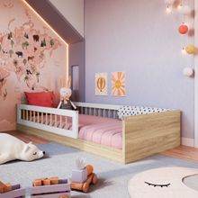 Cama Infantil Montessoriana Solteiro Affetto Aveiro com Branco Completa Móveis