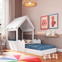 Cama Infantil Montessoriana Casinha Branca Completa Móveis