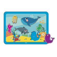 Quebra Cabeça De Encaixe Fundo Do Mar 7 Peças Em Madeira - Babebi 7028