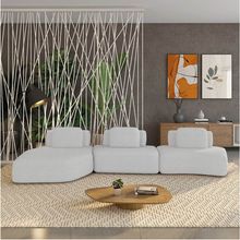 Sofá 3 Lugares Orgânico com Chaise e 2 Módulos Berlim Bouclê Cinza Claro/Off White K01 - D'Rossi